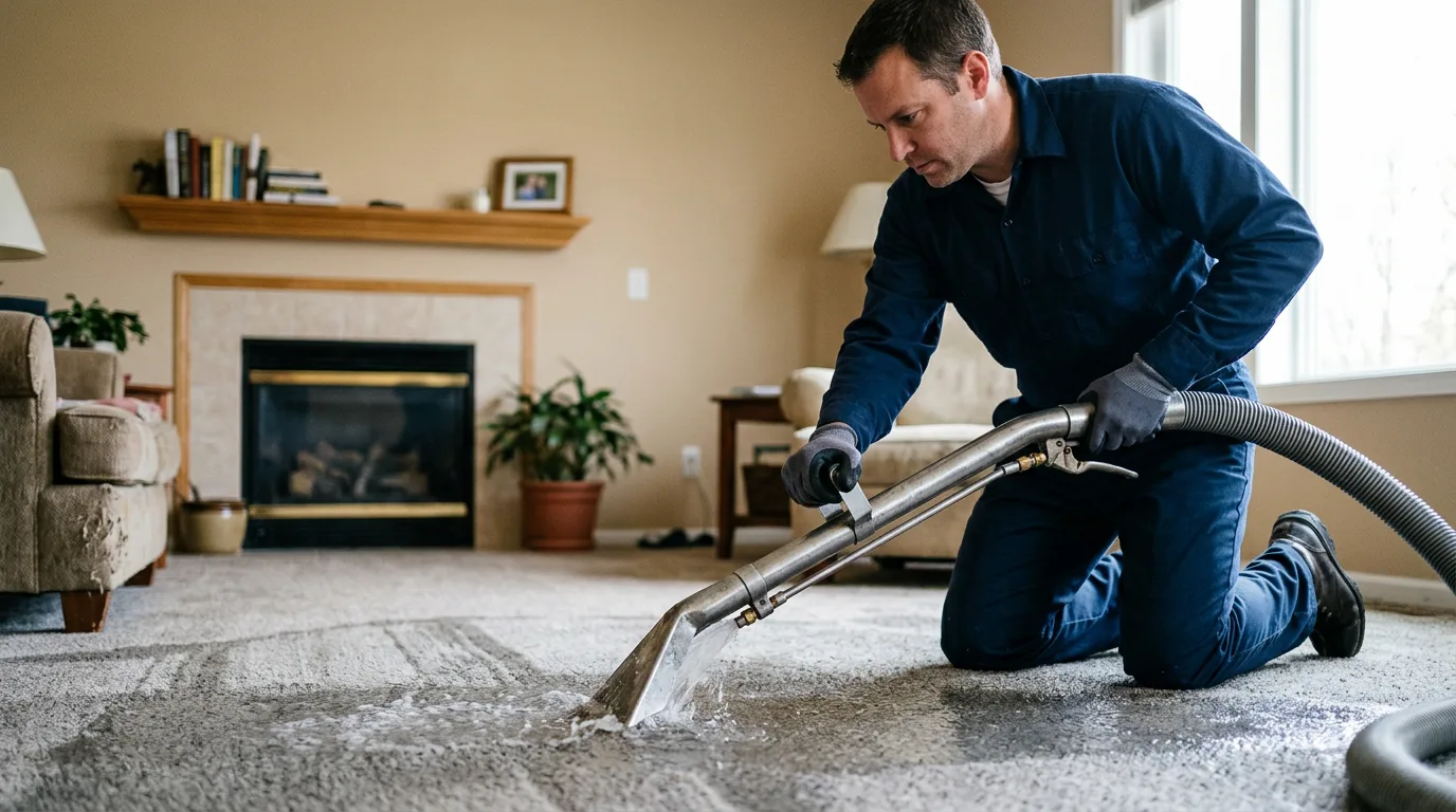 Water damage restoration technician working near Pyote, TX